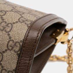 مملوكة مسبقًا Gucci Brown Small GG Supreme Web Ophidia Chain Crossbody