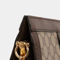 مملوكة مسبقًا Gucci Brown Small GG Supreme Web Ophidia Chain Crossbody