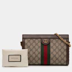 مملوكة مسبقًا Gucci Brown Small GG Supreme Web Ophidia Chain Crossbody