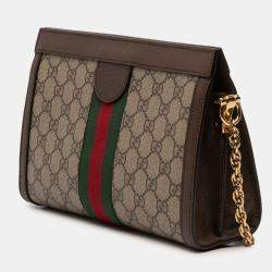مملوكة مسبقًا Gucci Brown Small GG Supreme Web Ophidia Chain Crossbody