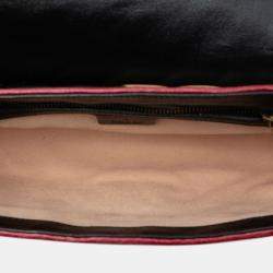 Pre Owned Gucci Black Brown Medium GG Marmont Bicolor Matelasse Diagonal Leather Torchon Shoulder Bag