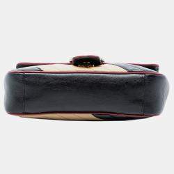 Pre Owned Gucci Black Brown Medium GG Marmont Bicolor Matelasse Diagonal Leather Torchon Shoulder Bag