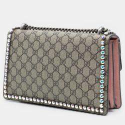 مملوكة مسبقًا حقيبة كتف غوتشي ديونيسوس متوسطة كريستال سوبريم جي جي بنية