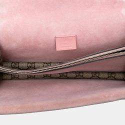 مملوكة مسبقًا حقيبة كتف غوتشي ديونيسوس متوسطة كريستال سوبريم جي جي بنية