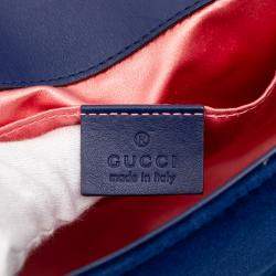 مملوكة مس بقًا حقيبة كتف غوتشي مارمونت GG صغيرة مخمل ماتلاسي أزرق