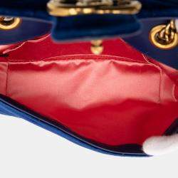 مملوكة مسبقًا حقيبة كتف غوتشي مارمونت GG صغيرة مخمل ماتلاسي أزرق