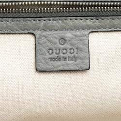 Pre Owned Gucci Large Pebbled Calfskin New Bamboo Top Handle Bag