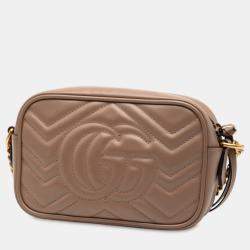 مملوكة مسبقًا Gucci Brown Mini GG Marmont Matelasse Leather Crossbody