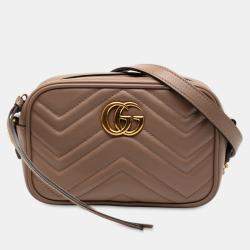 مملوكة مسبقًا Gucci Brown Mini GG Marmont Matelasse Leather Crossbody