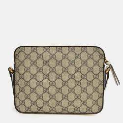 مملوكة مسبقًا حقيبة كروس قماش GG جلد بيج غوتشي هورسبيت 1955