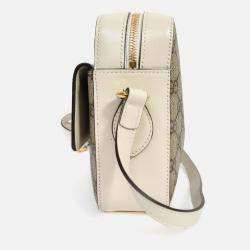 مملوكة مسبقًا حقيبة كروس قماش GG جلد بيج غوتشي هورسبيت 1955