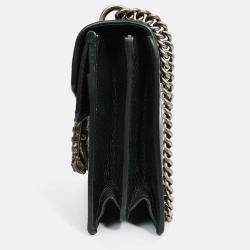 مملوكة مسبقًا حقيبة كتف صغيرة ديونيسوس جلد أسود قوتشي