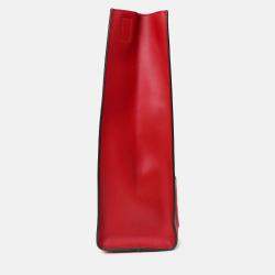 Pre Owned Gucci Red Leather XL Tote Bag with Strap