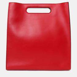 Pre Owned Gucci Red Leather XL Tote Bag with Strap