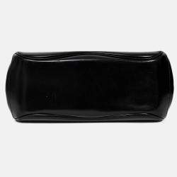 Pre Owned Gucci Black Leather Bamboo Medium 'Lady Lock' Top Handle Bag