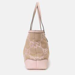 Pre Owned Gucci Beige/Pink Jumbo GG Medium Ophidia Tote
