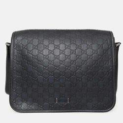 مملوكة مسبقًا حقيبة ماسنجر غوتشي جلدية سوداء سوبريم