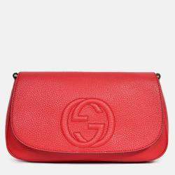 مملوكة مسبقًا Gucci Red Grained Leather Soho Chained Shoulder Bag