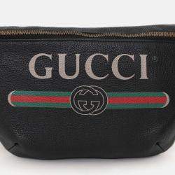 Pre Owned حقيبة خصر غوتشي ويب جلد أسود