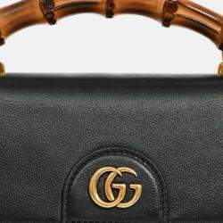 مملوكة مسبقًا Gucci Black Leather Diana Mini Top Handle with Chain