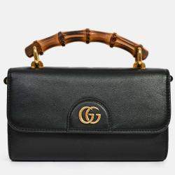 مملوكة مسبقًا Gucci Black Leather Diana Mini Top Handle with Chain