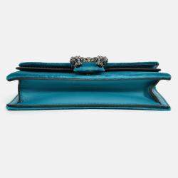 Pre Owned حقيبة كروس غوتشي ديونيسوس مخمل فيروزي صغيرة جدًا