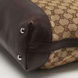 مملوكة مسبقًا Gucci Techno Brown/Beige GG Canvas and Leather Tote
