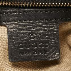 Pre Owned Gucci Embroidered Hysteria Black Leather Hobo