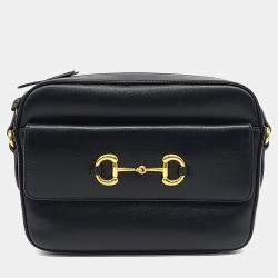 Pre Owned Gucci Black Leather 1955 Horsebit Small Crossbody Bag