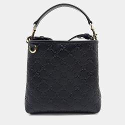 مملوكة مسبقًا Gucci Black Leather Gg Emblem Small Bucket Bag