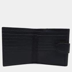 مملوكة مسبقًا Gucci Black Leather Gg Interlocking Medium Wallet