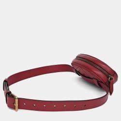 مملوكة مسبقًا Gucci Red Leather Gg Marmont Matelasse Belt Bag