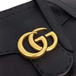 Pre Owned حقيبة يد توتس وكتف غوتشي جلد جي جي أسود مالمونت