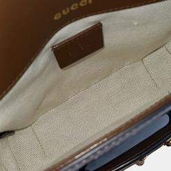 Pre Owned Gucci Beige Brown PVC Horsebit 1955 Mini Bag