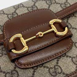 Pre Owned Gucci Beige Brown PVC Horsebit 1955 Mini Bag