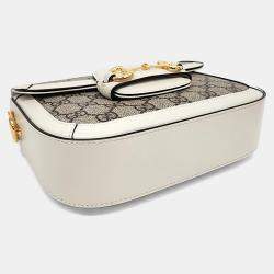 Pre Owned حقيبة غووتشي صغيرة 1955 من البي في سي ولجام الحصان بيج وأبيض