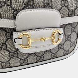 Pre Owned حقيبة غووتشي صغيرة 1955 من البي في سي ولجام الحصان بيج وأبيض