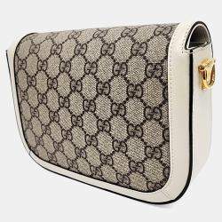 Pre Owned حقيبة غووتشي صغيرة 1955 من البي في سي ولجام الحصان بيج وأبيض