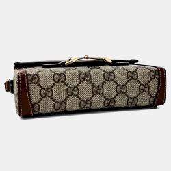 مملوكة مسبقًا Gucci Beige Brown PVC Horsebit 1955 Mini Bag