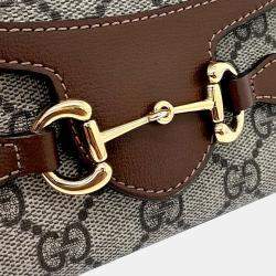 مملوكة مسبقًا Gucci Beige Brown PVC Horsebit 1955 Mini Bag