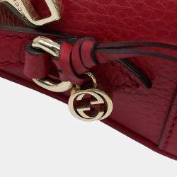 مملوكة مسبقًا حقيبة كتف غوتشي حزام قماشي جاكار أحمر وبيج