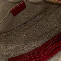 مملوكة مسبقًا حقيبة كتف غوتشي حزام قماشي جاكار أحمر وبيج