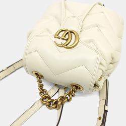 Pre Owned Gucci White Leather Matrasse Backpack