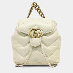 Pre Owned Gucci White Leather Matrasse Backpack
