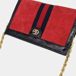 مملوكة مسبقًا Gucci Black Red Suede Ophidia Gg Shoulder Bag