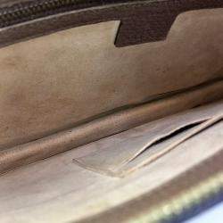 Pre Owned حقيبة غووتشي جلد بني وبيج و PVC بورتفوليو كلتش