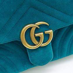 Pre Owned حقيبة كتف ميني غووتشي ماتراسي مخمل أزرق