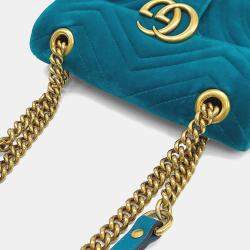 Pre Owned حقيبة كتف ميني غووتشي ماتراسي مخمل أزرق