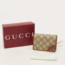 مملوكة مسبقًا Gucci GG Emblem Beige/Brown Supreme Canvas and Leather Bifold Wallet