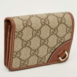مملوكة مسبقًا Gucci GG Emblem Beige/Brown Supreme Canvas and Leather Bifold Wallet